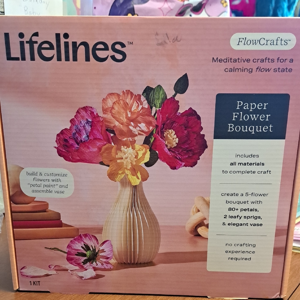 Paper Flower Bouquet Kit — Pink, Red & Yellow Decorative Vase Set